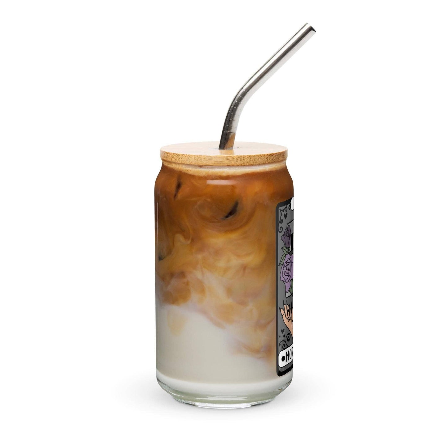 Morally Gray Tarot Witchy Iced Coffee Glass | Bookish Coffee Lover gift | Team Villain Dark Romance Enemies to Lovers Bookworm Gothic Vibes