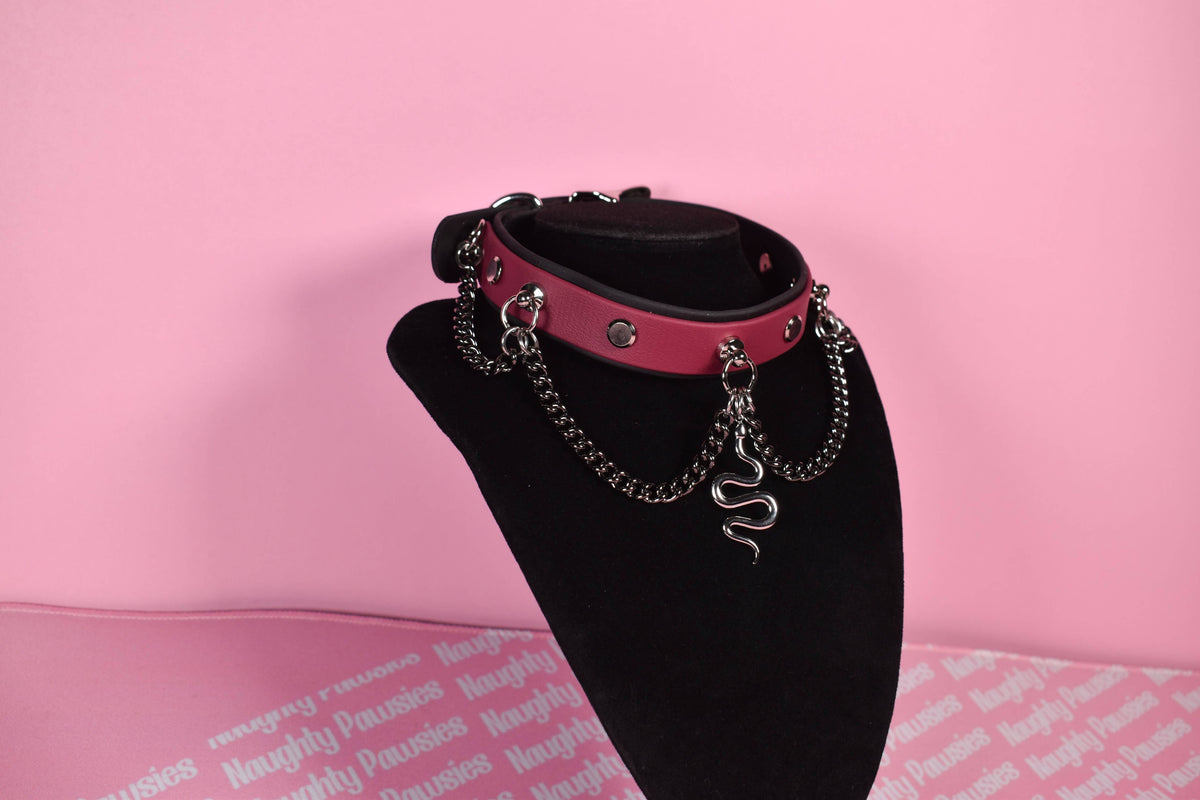 Burgundy snake puppy style biothane choker