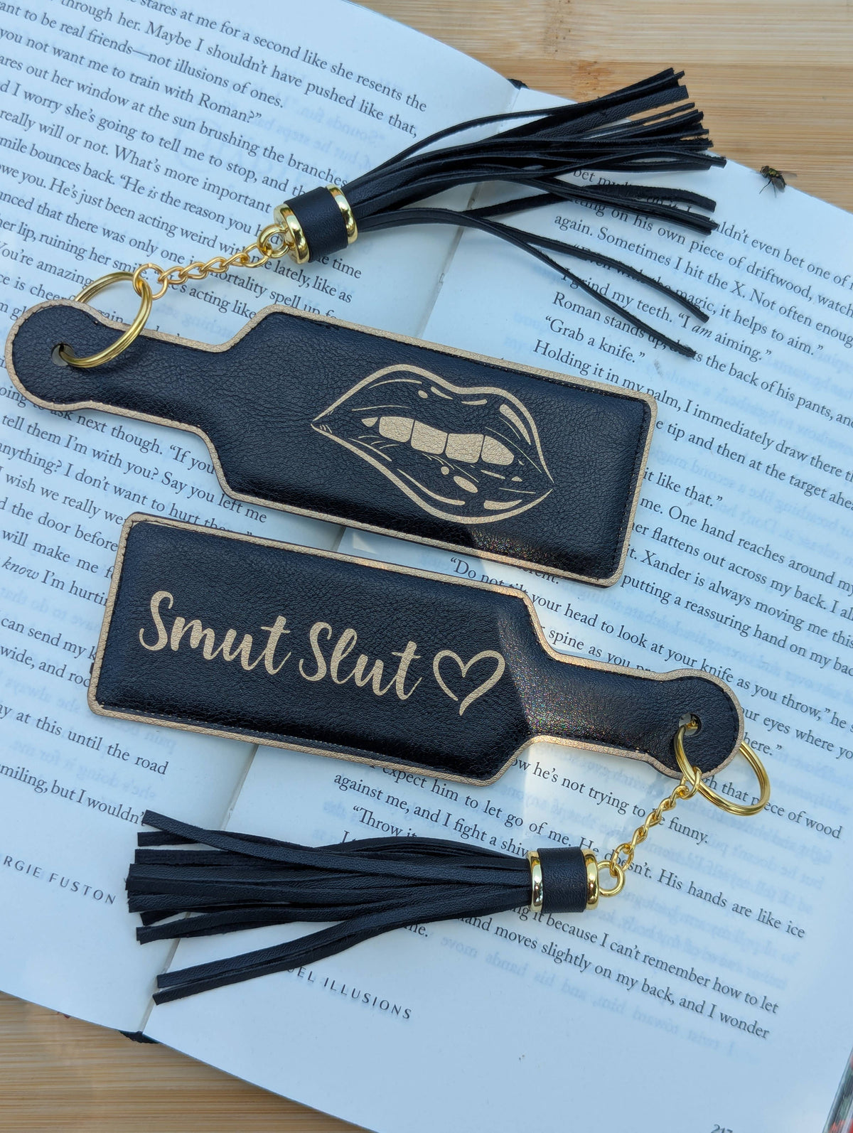 Bookish Smut Slut Paddle Faux Leather Bookmark & Keychain