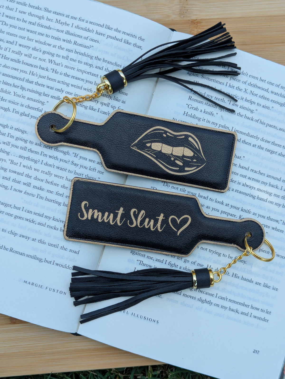 Bookish Smut Slut Paddle Faux Leather Bookmark & Keychain