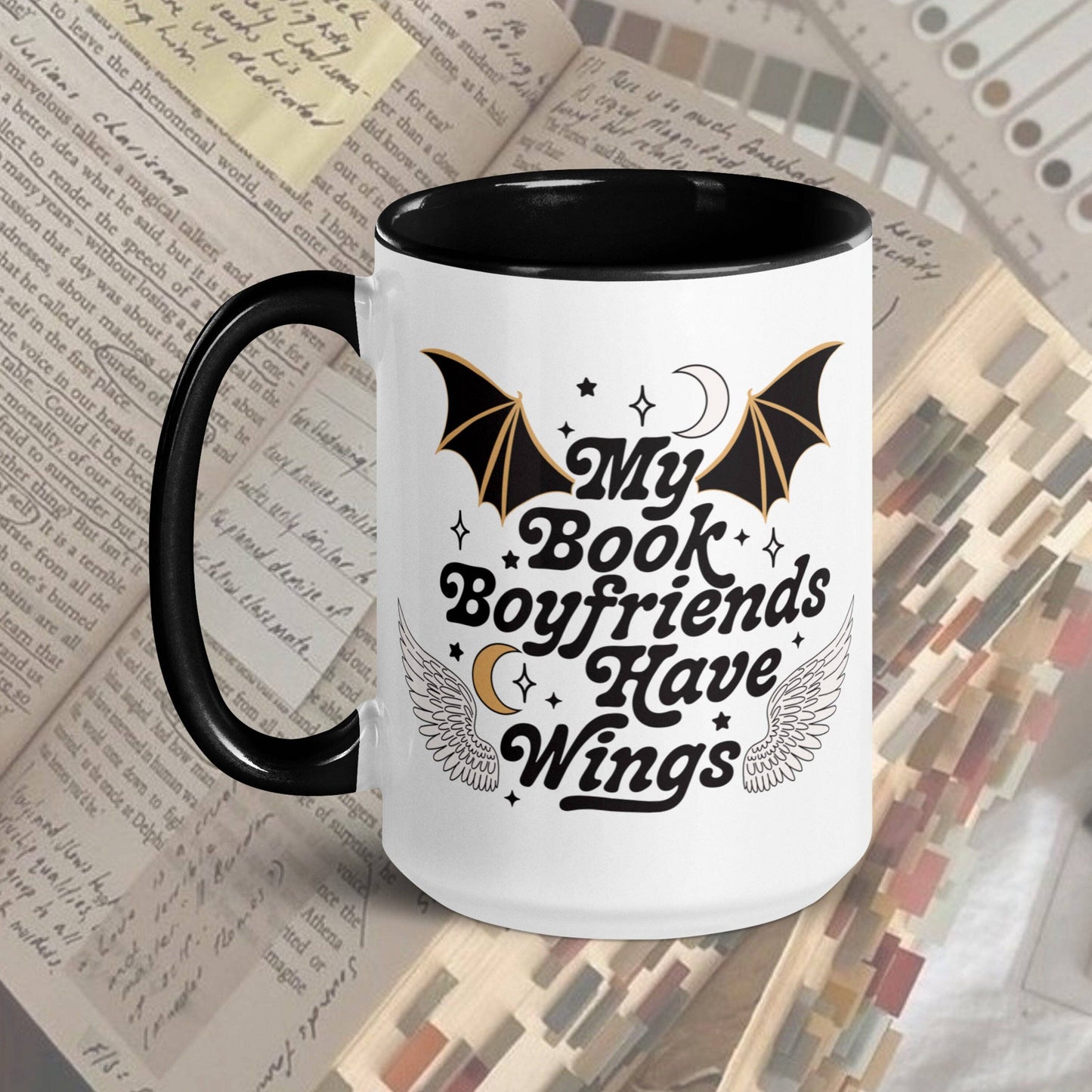 My Book Boyfriends have Wings Mug | Bookish Coffee Cup | Reader Gifts | SJM Fans Bat Boys Mug | Acotar TOG Crescent City | Fantasy Reader