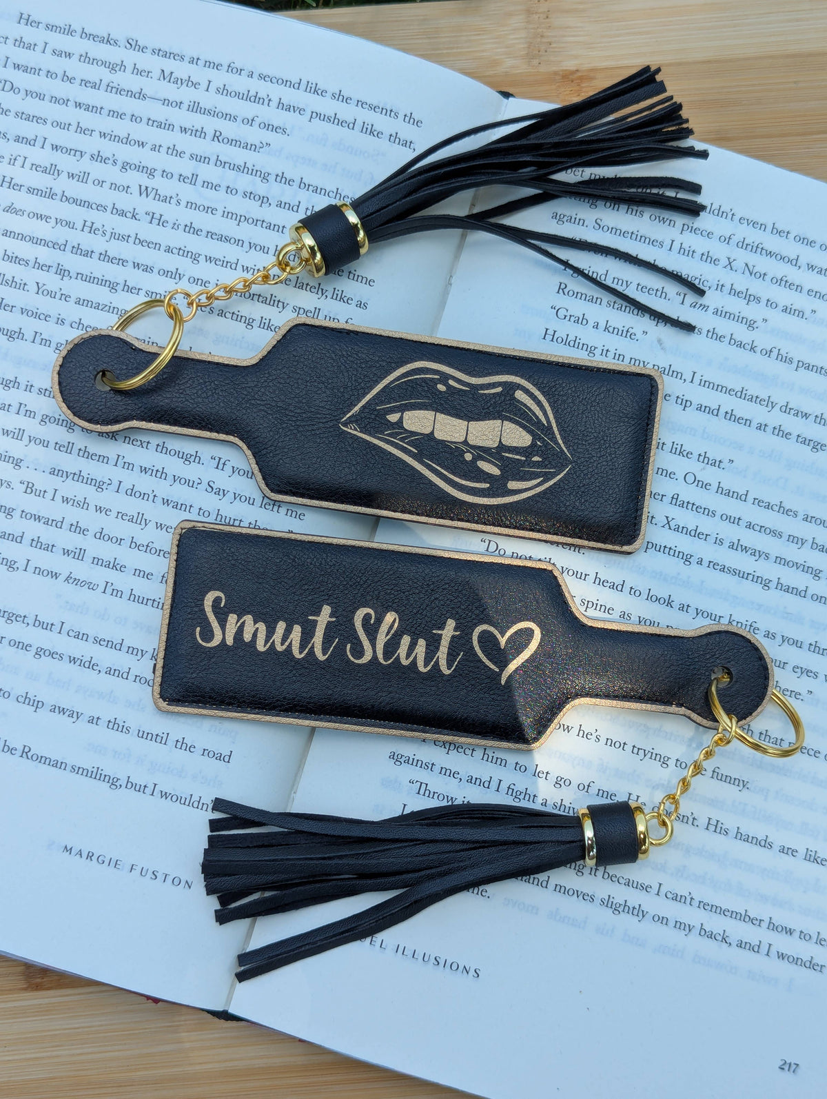 Bookish Smut Slut Paddle Faux Leather Bookmark & Keychain