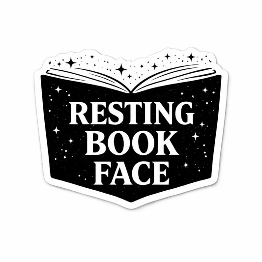 Resting Book Face Vinyl Bookish Sticker