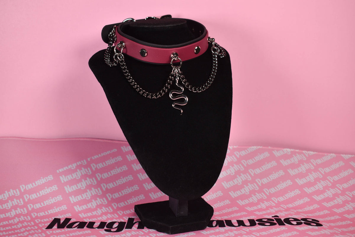 Burgundy snake puppy style biothane choker