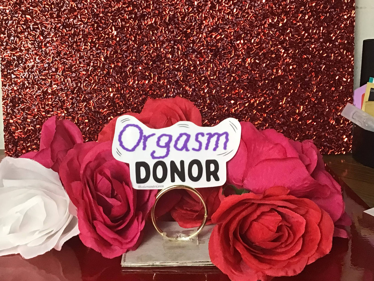 Orgasm Donor Adult Die Cut Vinyl Sticker, Sex Positive Art