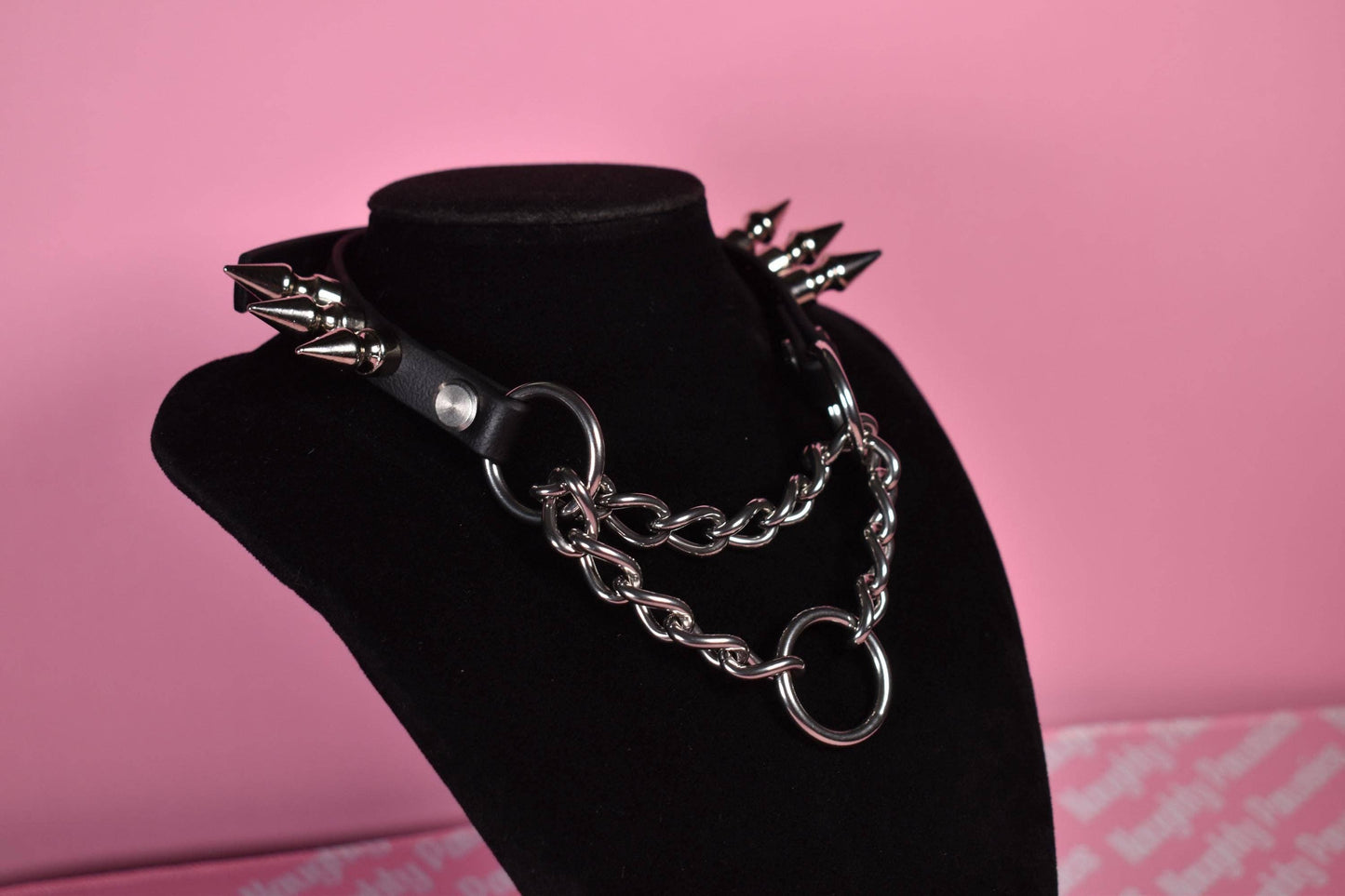 black  Spiked Biothane  Martingale 1/2  inch
