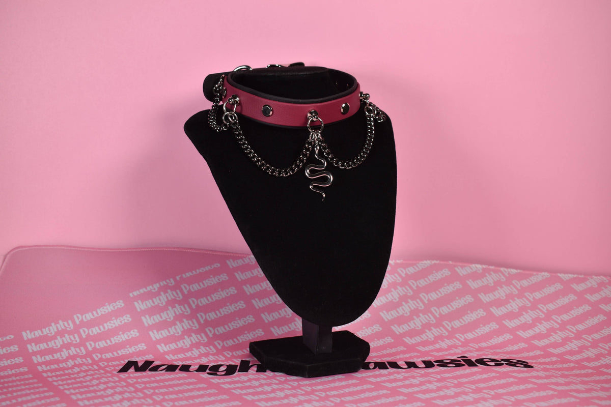 Burgundy snake puppy style biothane choker