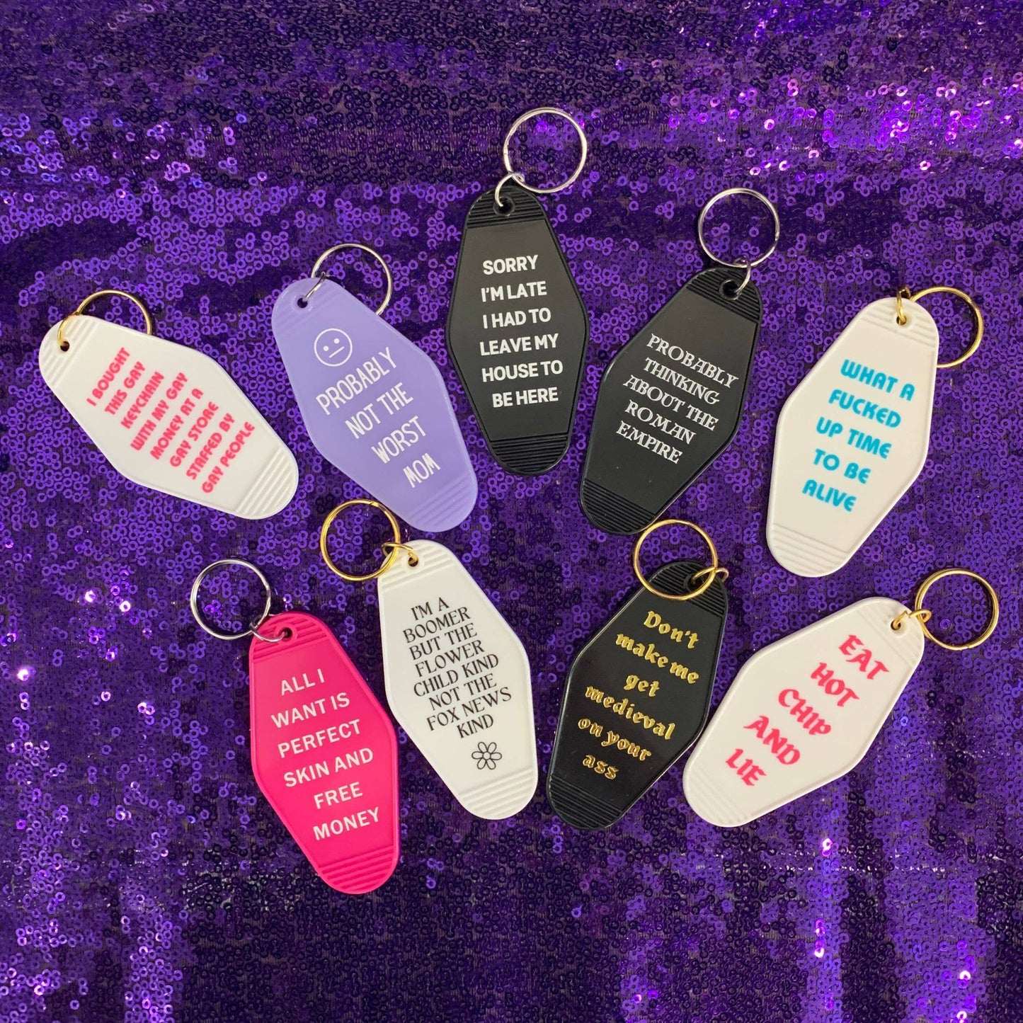 Don't Make Me Get Medieval on Your Ass Motel Keychain Black