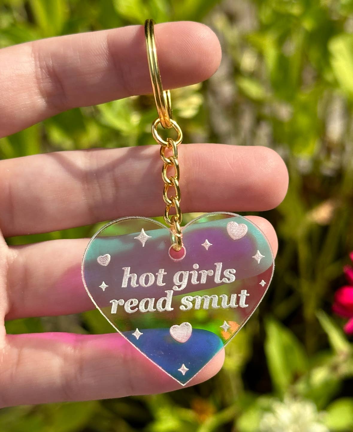 Hot Girls Read Smut Iridescent Acrylic Keychain