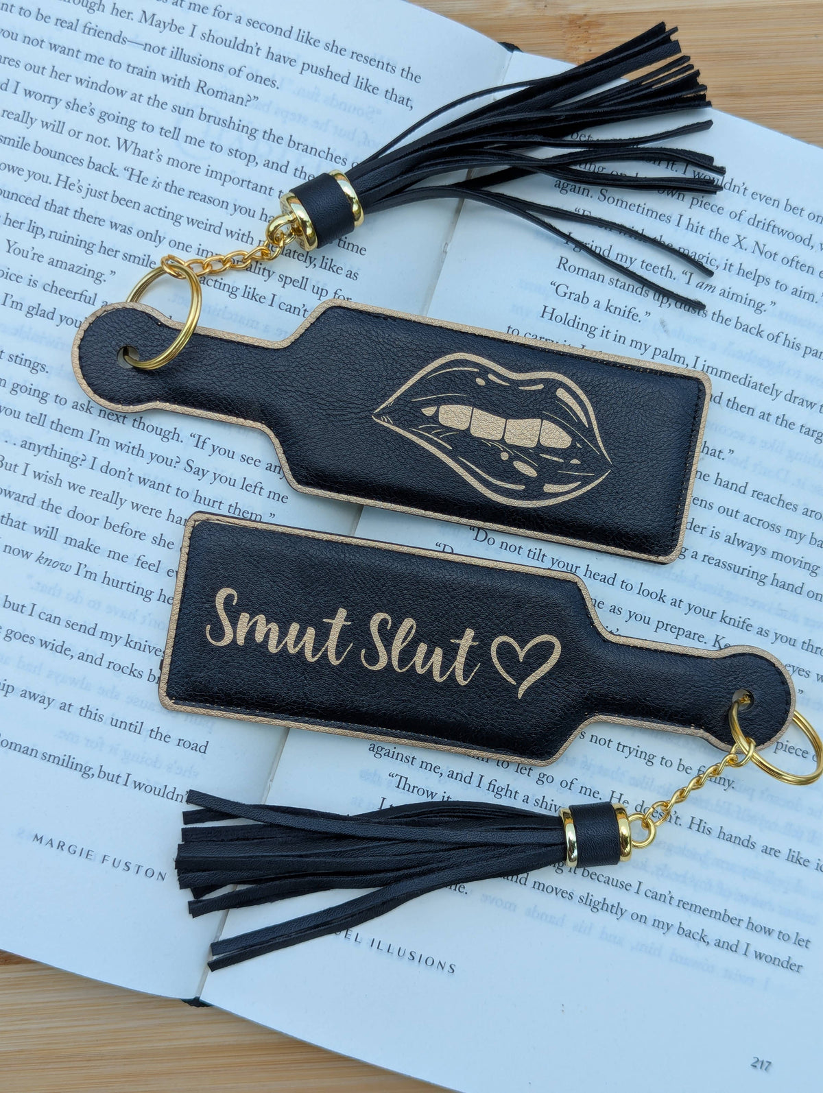 Bookish Smut Slut Paddle Faux Leather Bookmark & Keychain