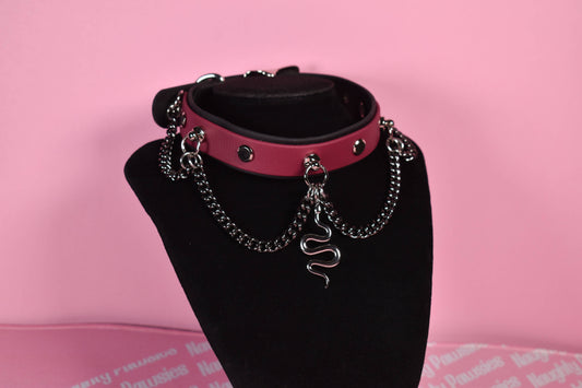 Burgundy snake puppy style biothane choker