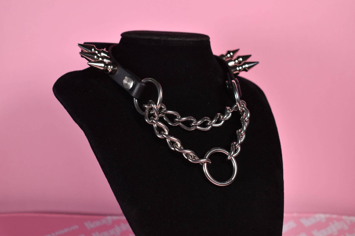 black  Spiked Biothane  Martingale 1/2  inch