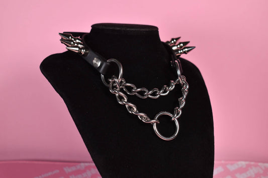black  Spiked Biothane  Martingale 1/2  inch