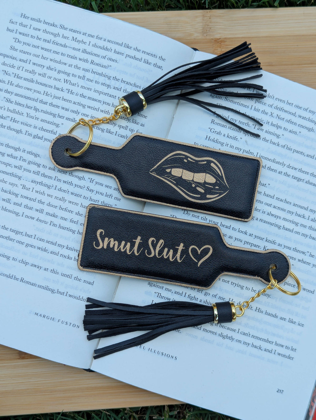 Bookish Smut Slut Paddle Faux Leather Bookmark & Keychain
