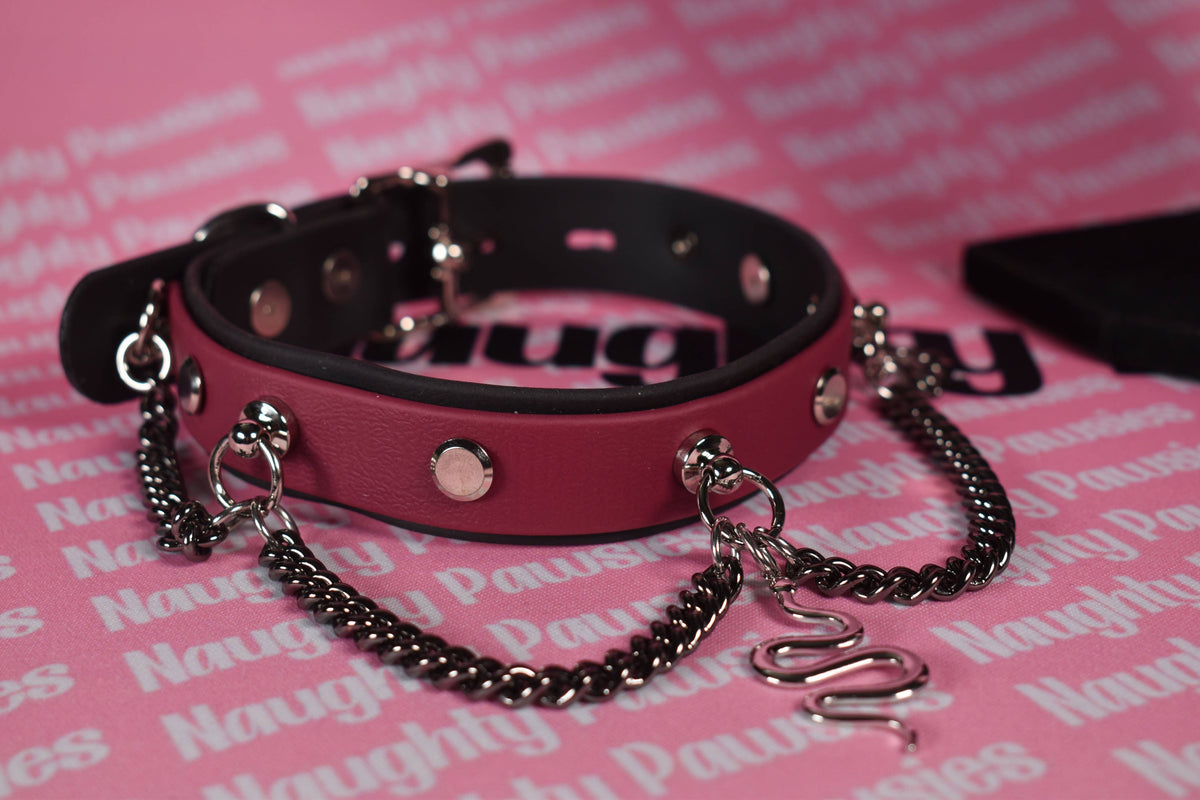 Burgundy snake puppy style biothane choker